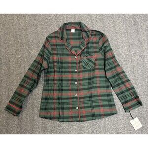 Hearth & Hand With Magnolia Women's Sleepwear Plaid Long Sleeve Green Small